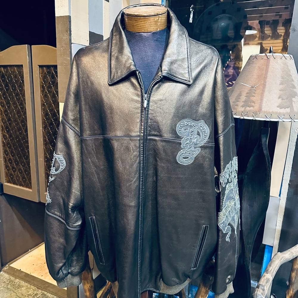 Pelle Pelle by Marc Buchanan Vintage Leather Jacket w/ Metal Studded Patches